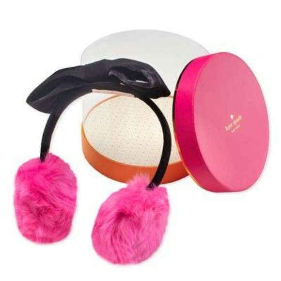🌸KATE SPADE Girls Faux Fur Bow Pink Earmuffs🌸 - Picture 1 of 2
